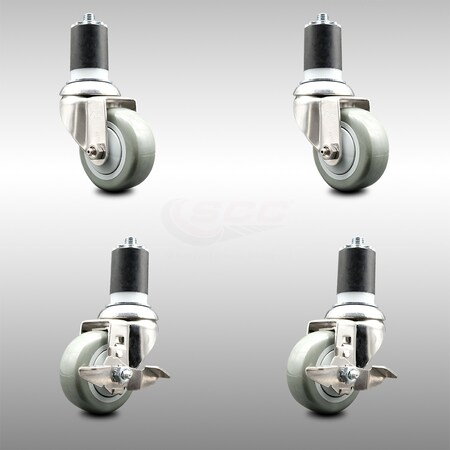 Service Caster 3 Inch 316SS Gray Poly Swivel 1-3/4 Inch Expanding Stem Caster Brake SCC, 2PK SCC-SS316EX20S314-PPUB-2-TLB-2-134